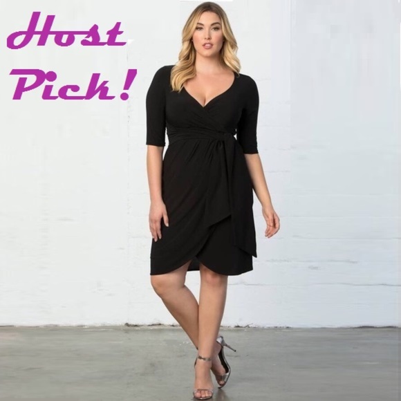 Kiyonna Dresses & Skirts - Kiyonna Harlow Faux Wrap Dress Black